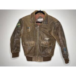 Vintage Aviator Maverick Patchwork Leather Bomber Jacket Mens Size Small